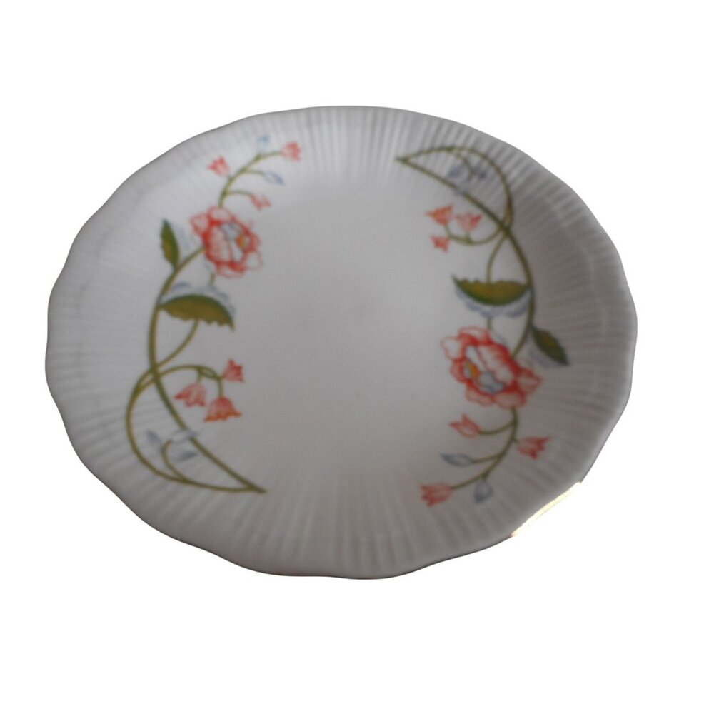 Vintage Lot 7 1950s Walbrzych Salad Plates Trellis Gold Rim poppy